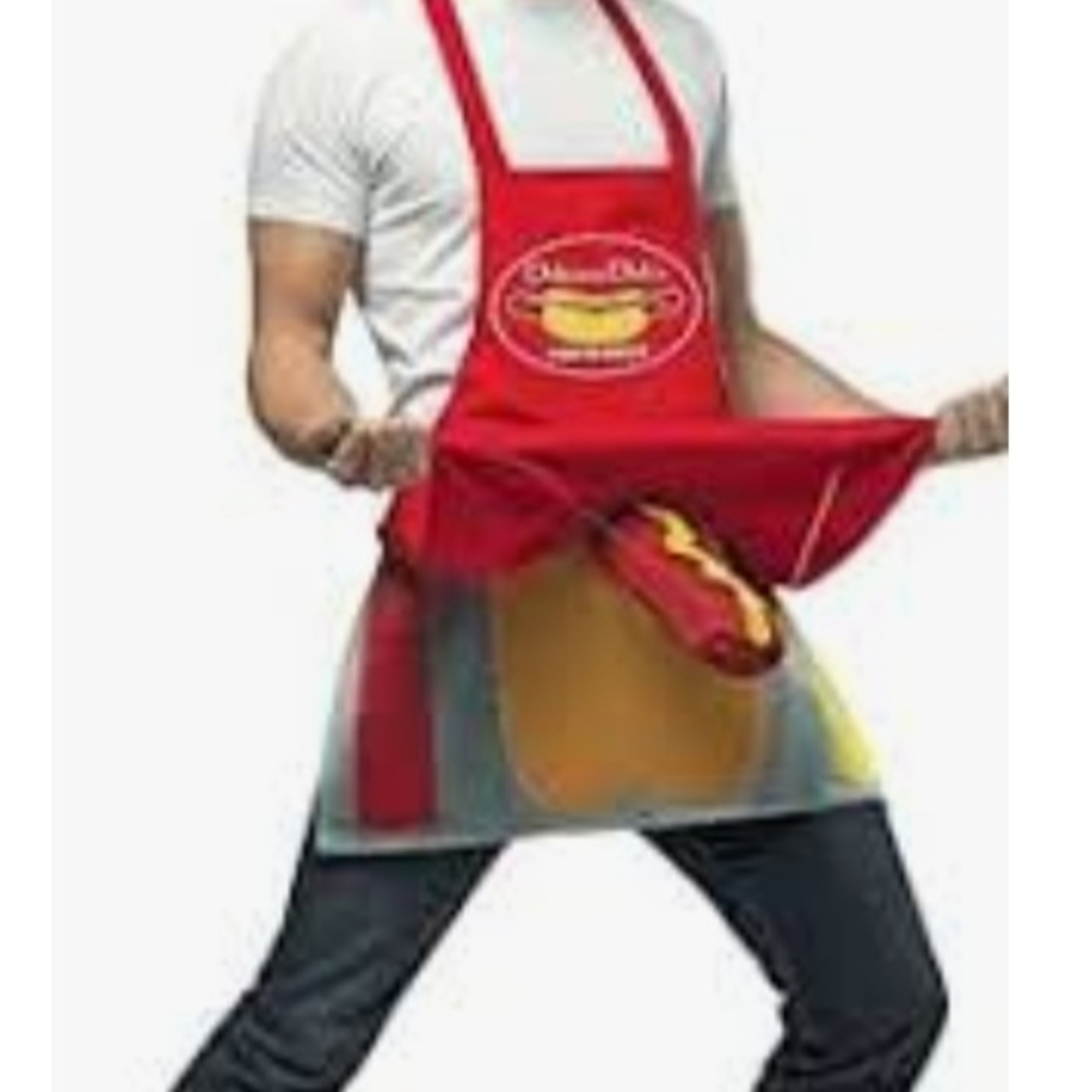Red Apron with Hot Dog Design